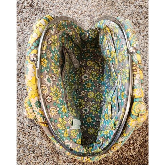 Vera Bradley Eloise Lemon Parfait Kiss Lock Shoulder Hand Bag Quilted Used Good - Picture 5 of 8
